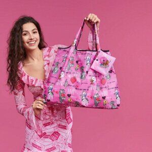 Tom & Jerry Reusable Tote Bag Packable Pink Love You More NWT